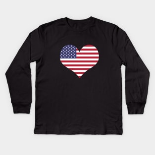 Usa Flag Heart T-Shirt Kids Long Sleeve T-Shirt